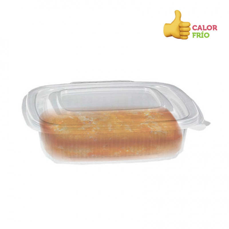 50 X Clear Food Salad Containers 375cc with Hinged Lids Food