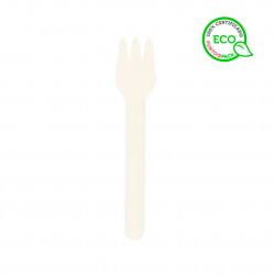 Tenedor de fibra compostable blanco (16cm).