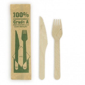 PIQIUQIU Ensemble de Couverts jetables respectueux de l'environnement, en  Bois 100% biodégradable Couverts en Bois 150 pièces (50 Couteaux en Bois,  50 fourchettes en Bois, 50 cuillères en Bois) : : Cuisine et Maison