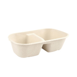 Envases biodegradables de fibra kraft dos divisiones (700cc)