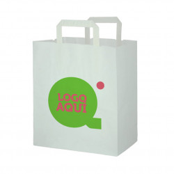 Bolsa Papel Blanco Asa Plana (26+14x29 cm) Personalizada