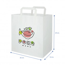 Bolsa Papel Blanco Asa Plana (26+14x29 cm) Personalizada